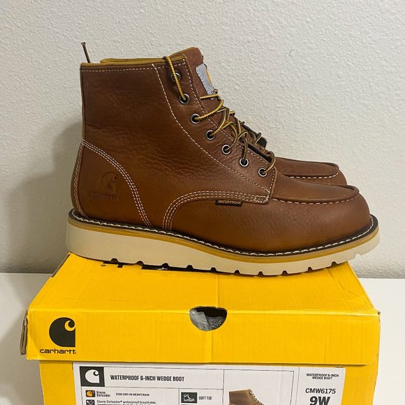 Carhartt Men's 6 Inch Waterproof Wedge Soft Toe Work Boot - Picture 1 of 8
